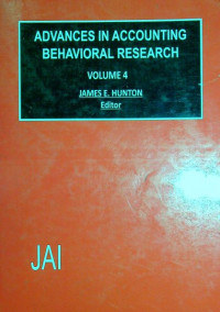 Advances In Accounting Behavioral Research, Volume 4