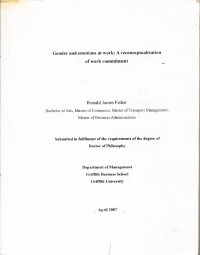Gender and Emotions at Work : A Reconceptualisation of Work Commitment